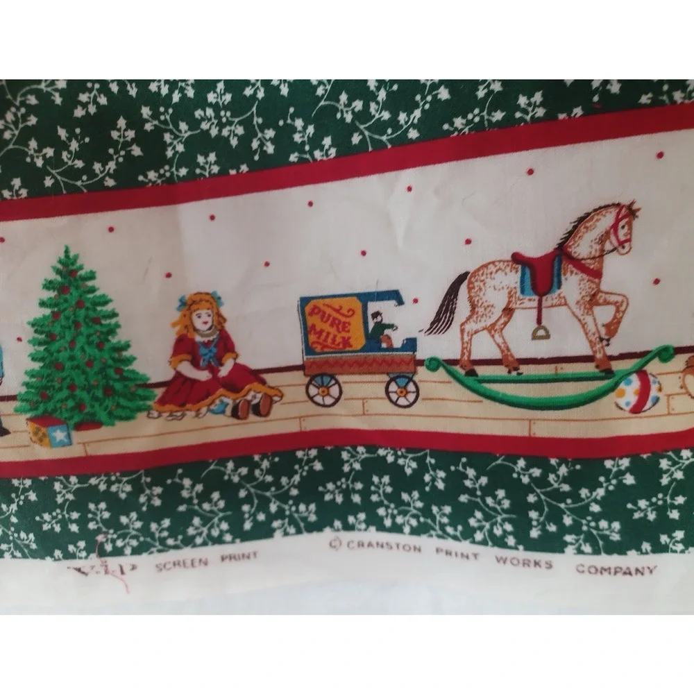 VTG Cranston Christmas Tree Fabric Panel 4 Pillow Blocks Quilt Cotton Panel